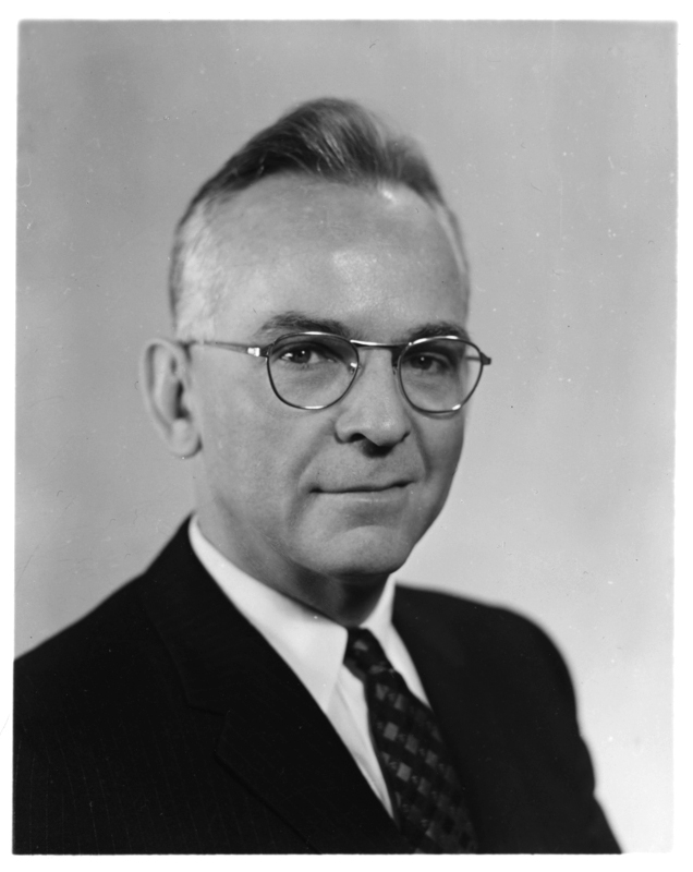 Portrait of Leland DeVinney, a white man who led the Rockefeller Foundation's equal opportunity work.