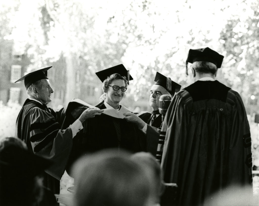 Cecily Saunders receiving an honorary degree from Yale University in 1969.