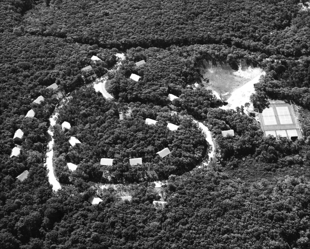 Aerial view of the faculty quarters at the Woods Hole Oceanographic Institution in Massachusetts.
